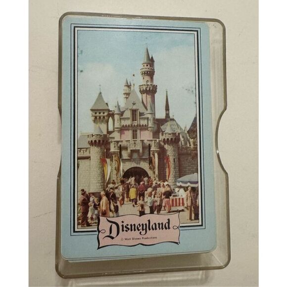 Rare New In Case 1960s Disneyland Deck Playing Cards Castle Plastic With Case - Picture 2 of 9